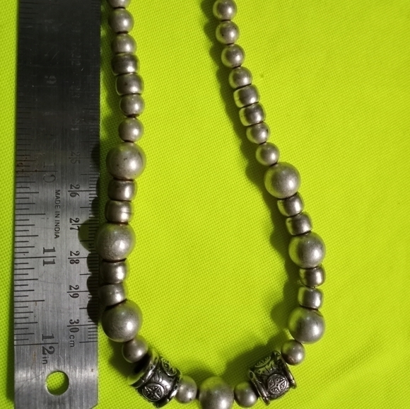 Silvertone beaded long decorative beads necklace - Picture 4 of 4